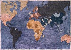 the map of the world is made out of mosaic tiles