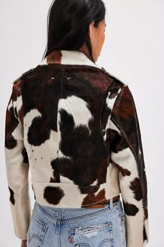 Petite Prince Jacket | Free People Studded Suede Jacket, Winter Nashville Outfits, Glam Rock Fashion, London Lookbook, Cow Jacket, Cow Print Jacket, Prince Jacket, Aesthetic 2025, Rihanna Outfits