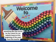 a colorful bulletin board with the words welcome to art