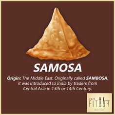 an advertisement for samosa, the middle eastern cuisine