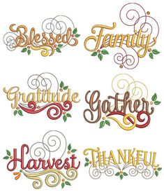 some type of lettering that is in different colors and font styles, with the words'grateful