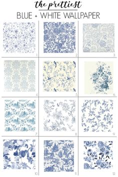 blue and white wallpapers with the words, the prettiest blue and white wallpaper