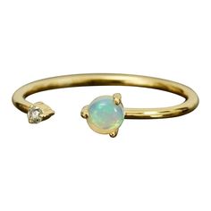 Diamond Open Ring 14k Solid Gold Opal Designer Ring Bridal Wedding Ring Gift. Light weight can be worn everyday Additional information: Condition: New with tags: A brand-new, unused, and unworn item (including handmade items) in the original packaging (such as the original box or bag) and/or with the original tags attached. Total Carat Weight: 0.24 & Under Country/Region of Manufacture: India Style: Open Base Metal: Yellow Gold, 14k Clarity: VS-Si Type: Ring Secondary Stone: Diamond, White/Preci Indian Wedding Rings, Diamond Cuff Ring, Retro Band, Australian Opal Ring, India Style, Statement Rings Diamond, Gold Promise Rings, Precious Opal, Diamond Wedding Sets