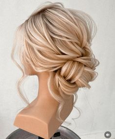 Updos With Hair Accessories, Bride Romantic Hairstyles, Bridal Romantic Hair, Bride Hairstyles Blonde Updo, Veil Placement Updo Low Buns, Bridal Hairstyles For Open Back Dress, Blonde Hair Updo Wedding, Low Bun Wedding Hair With Veil Simple, Bridesmaids Hairstyles Up