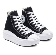 Converse Move Platform, Converse All Star Move, Converse Move, Cute Converse, Converse Platform, Dr Shoes, Glass Slippers, Basket Noir