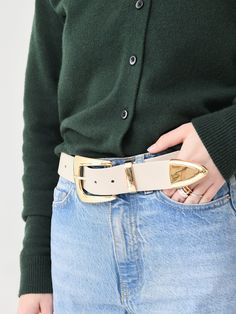 DESCRIPTION:A menswear-inspired belt made from genuine leather with luxurious high-shine hardware.FEATURES:Genuine LeatherStrap Width: 1.57 in.Buckle Height: 2.6 in. Gold Buckle Belt, Cool Belts, Vintage Leather Belt With Gold Buckle, Luxury Belts With Brass Buckle, Luxury Gold Belt With Brass Buckle, Luxury Vintage Belt With Brass Buckle, B Low The Belt, Luxury Leather Belts With Gold-tone Hardware, Menswear Inspired