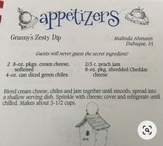 the menu for appetizers is shown with an image of a birdhouse on it