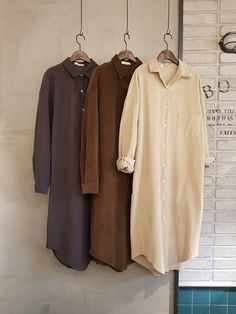 Beige Long Sleeve Cotton Shirt Dress, Casual Cotton Shirt Dress For Winter, Long Fall Shirt Dress With Pockets, Long Shirt Dress With Pockets For Fall, Long Sleeve Buttoned Shirt Dress For Winter, Long Sleeve Shirt Dress With Buttons For Winter, Fall Cotton Shirt Dress, Long Sleeve Shirt Dress With Placket For Fall, Brown Long Sleeve Shirt Dress For Fall