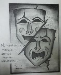 a drawing of two faces with the words nothing is permanent