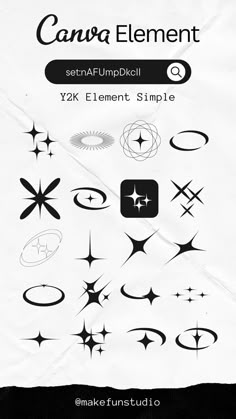 the back side of a white paper with black and white designs on it, including stars