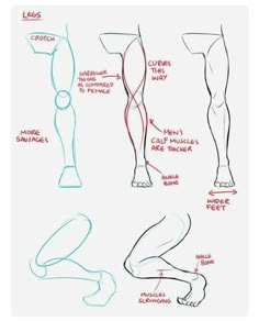 how to draw legs and feet in different poses for beginners, with instructions on how to