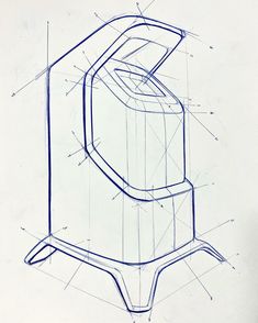 a drawing of a toaster sitting on top of a white paper with blue lines