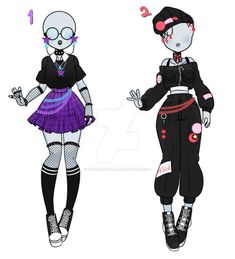 two cartoon characters dressed in goth clothing