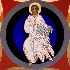 an icon depicting the person holding a book in his hands and wearing a white robe