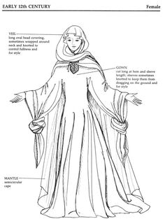 early 12 th 1100s Fashion, 12th Century Fashion, 12th Century Clothing, Medieval People, Fashion Timeline, Century Dress