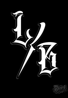 the letter k is made up of black and white letters, which are in cursive