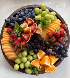 a platter filled with different types of fruit