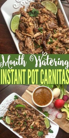 two plates with food on them and the words health watering instant pot carnitass