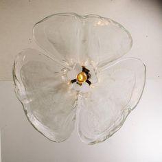 a flower shaped glass plate on the wall