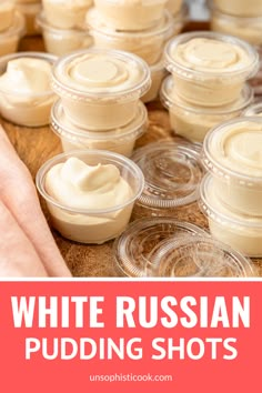 white russian pudding shots with text overlay