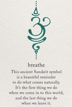 a poem written in green ink on white paper with an image of a tree and the words breathe, this ancient sank symbol is a beautiful reminder to do what comes naturally