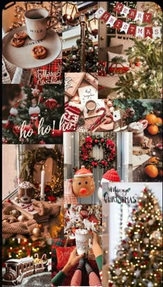 a collage of photos with christmas decorations