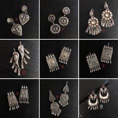 Black Metal Jewelry Earrings, Black Metal Jewellery Indian, Oxodise Jewellery, Pure Silver Jewellery Indian, Silver Jwellary, Pretty Silver Jewelry, Oxidised Jewelry, Oxidized Jewellery