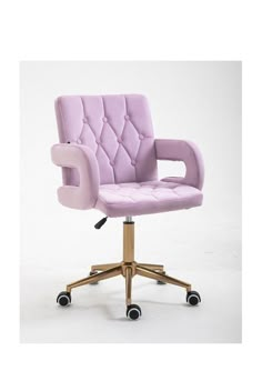 a purple office chair with wheels and casteors