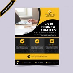 a yellow and black business flyer template