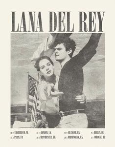 an advertisement for the movie lana del rey, with two people standing next to each other