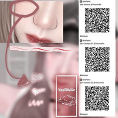 a close up of a person's face with qr code in the background