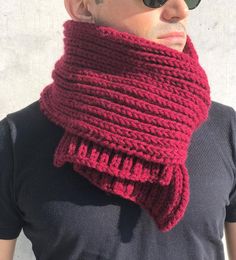 Red Scarf Mens, Hand Knitted Scarves, Mens Knitted Scarf, Mens Scarf, Knitted Scarves, Knitted Items, Gifted Hands, Hand Knit Scarf, Mens Scarves