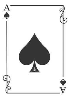 a playing card with spades and hearts in the middle, on a white background