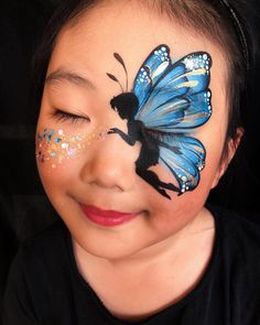 Face Painting Designs Creative, Face Painting Butterfly, Painting Fairies, Paint Fairy, Fairy Stencil