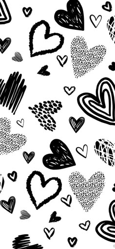 black and white hearts drawn on paper