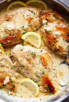 Lemon Garlic Cream Sauce, Chicken Dishes Easy, Sides Recipes, Garlic Cream Sauce, Lemon Garlic Chicken, Chicken Meals, Salmon Dishes, Slow Cook