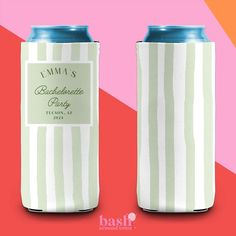 two cans of soda on a pink and orange background with the caption ema's bachelor party