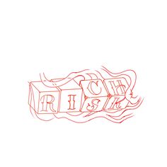 a drawing of a box with the words rise and fall written in red on it