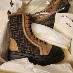 Fendi Combat Boots. Brand New Never Worn. My Legs Are To Skinny For These. Fendi Combat Boots, Fendi Boots, Black Catsuit, Fendi Shoes, Moto Boots, Catsuit, Boots Men, Combat Boots, Fendi