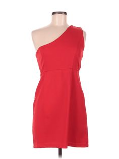 Esley Cocktail Dress Size: Medium Red Dresses - used. 65% ACRYLIC, 35% POLYESTER, Sheath, One Shoulder, Solid, Short, Sleeveless | Esley Cocktail Dress - Sheath: Red Solid Dresses - Used - Size Medium Red Casual Dress, Red Dresses, Solid Dress, Red Dress, Casual Dress, One Shoulder, Women Handbags, Cocktail Dress, Size Medium