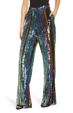 Leigh High Waisted Striped Sequin Pants Show Me Your Mumu Harry Styles Outfit Inspo, Sequins Pants Outfit, Teenage Makeup, Disco Party Outfit, Nightlife Outfits, Disco Vibes, Harry Styles Outfit, Striped Pant, Sensory Overload