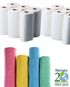 six rolls of toilet paper are lined up next to each other with the words norwex on them