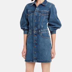 New With Out The Tag Soft Denim Material Denim Material, Balloon Sleeves, Denim Dress, Colorful Dresses, Color Blue, Long Sleeve Dress, Size 6, Womens Dresses, Long Sleeve