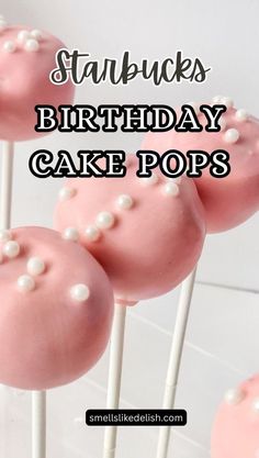 This copycat Starbucks Birthday Cake Pop recipe allows you to 
recreate those iconic treats in your own kitchen. These cake pops 
feature a 'from-scratch' moist vanilla cake center dipped in a vibrant 
pink candy shell and finished with a sprinkle of festive white sugar 
pearls. Fun to make and perfect for parties, bake sales, or a sweet 
after-school treat, these copycat Starbucks Birthday Cake Pops are sure 
to be a crowd-pleaser.