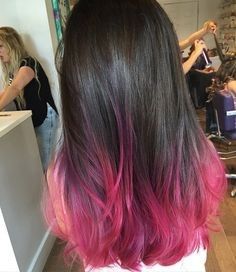 Pink Everything, Pink Tips, Dyed Tips, Hair Dye Tips, Pink Hair Dye, Dip Dye Hair, Colored Hair Tips, Hair Color Streaks