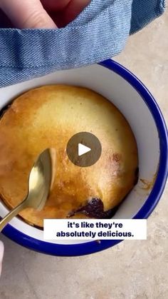 a person is holding a spoon in a bowl filled with food and has the words it's like they're absolutely delicious