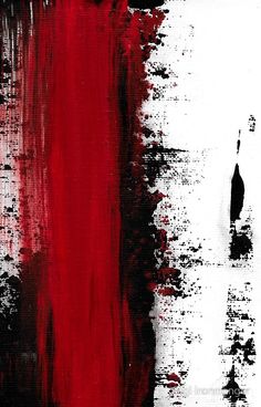 an abstract painting with red and black colors