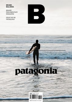 a man holding a surfboard while standing in the ocean on top of a magazine cover