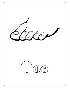 the word toe is written in black and white