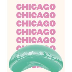 an advertisement for the chicago subway is shown in pink and green